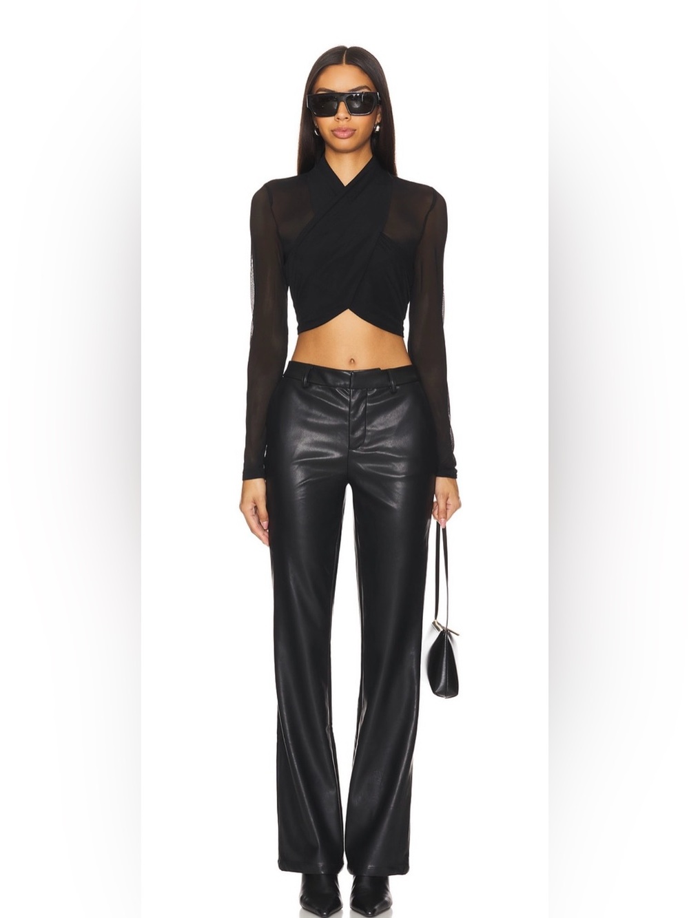 Lovers + Friends Black Faux Leather Straight-Leg Pants